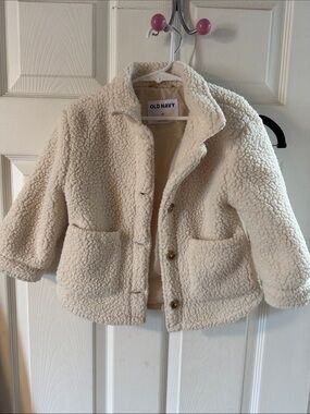 Old Navy Cream Sherpa Button-Front Jacket